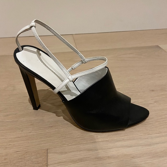 Alexander Wang black and white leather sling back heels. - Picture 5 of 6